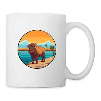 Bison Watercolor Cartoon Kawaii Clipart Animal - Mug - white - Right
