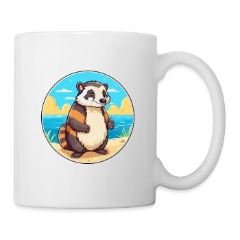 Blaireau Aquarelle Dessin Animé Kawaii Clipart Animal - Mug blanc - blanc - Droite
