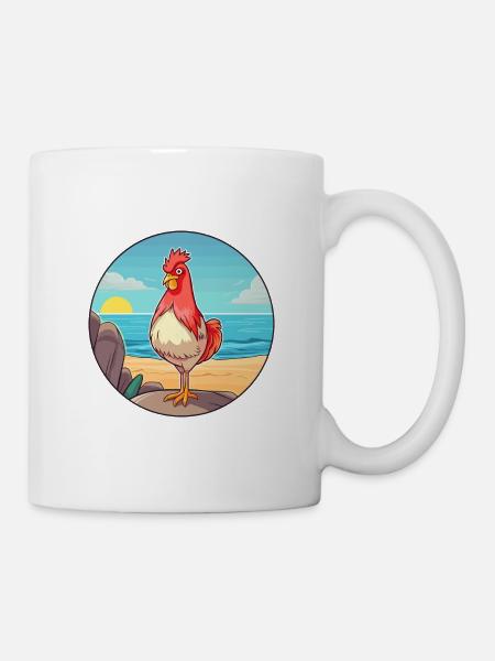 Huhn Aquarell Karikatur Kawaii Clipart Tier - Tasse - Weiß