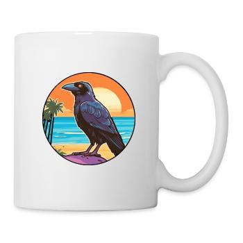 Crow Watercolor Cartoon Kawaii Clipart Animal - Mug - white - Right