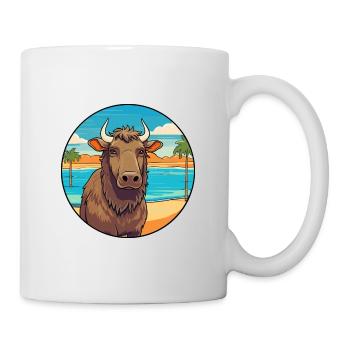 Buffalo Watercolor Cartoon Kawaii Clipart Animal - Mug - white - Right