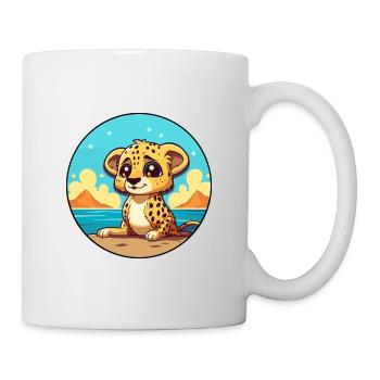 Cheetah Watercolor Cartoon Kawaii Clipart Animal - Mug - white - Right
