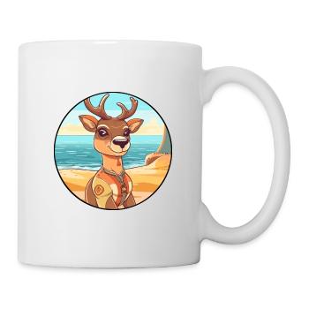 Hirsch Aquarell Karikatur Kawaii Clipart Tier - Tasse - Weiß - Rechts