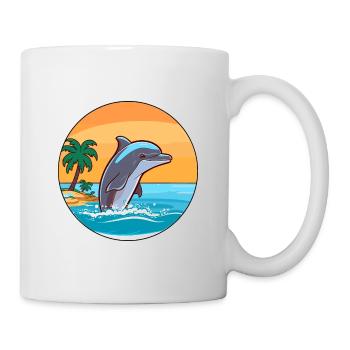 Dolphin Watercolor Cartoon Kawaii Clipart Animal - Mug - white - Right