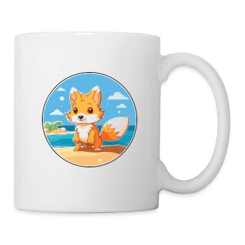 Fox Watercolor Cartoon Kawaii Clipart Animal - Mug - white - Right