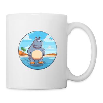 Hippo Watercolor Cartoon Kawaii Clipart Animal - Mug - white - Right