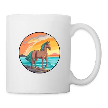 Pferd Aquarell Karikatur Kawaii Clipart Tier - Tasse - Weiß - Rechts