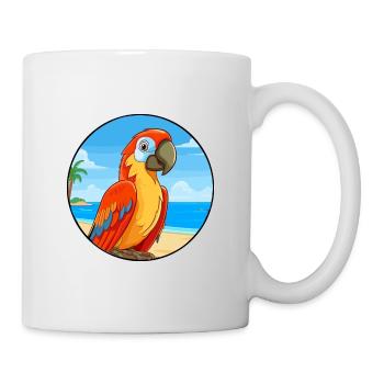 Papagei Aquarell Cartoon Kawaii Clipart Tier - Tasse - Weiß - Rechts