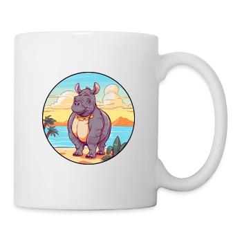Rhino Watercolor Cartoon Kawaii Clipart Animal - Mug - white - Right
