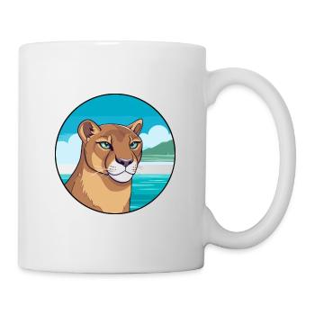 Aquarell Cartoon Kawaii Clipart Tier - Tasse - Weiß - Rechts