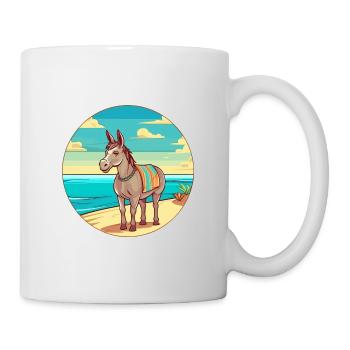 Âne aquarelle dessin animé Kawaii Clipart Animal - Mug blanc - blanc - Droite