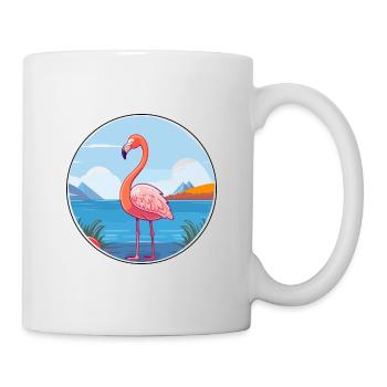Flamant rose aquarelle dessin animé Kawaii Clipart Animal - Mug blanc - blanc - Droite