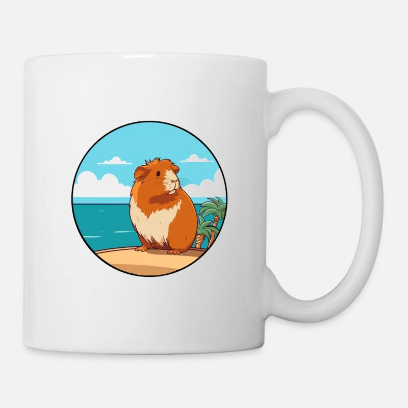 Cochon d’Inde aquarelle dessin animé Kawaii Clipart animal de compagnie - Mug blanc - blanc