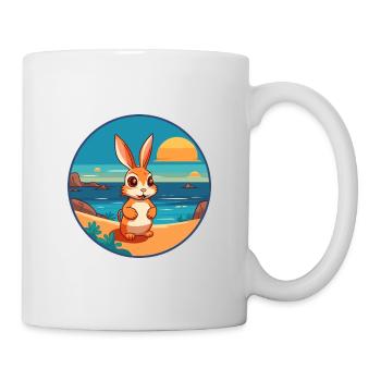 Kaninchen Aquarell Cartoon Kawaii Clipart Tier - Tasse - Weiß - Rechts