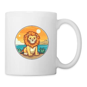 Lion Watercolor Cartoon Kawaii Clipart Animal - Mug - white - Right