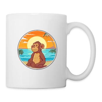 Monkey Watercolor Cartoon Kawaii Clipart Animal - Mug - white - Right
