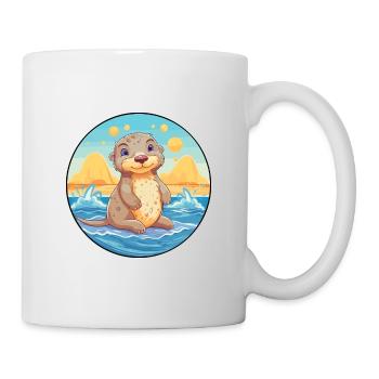 Otter Watercolor Cartoon Kawaii Clipart Animal - Mug - white - Right