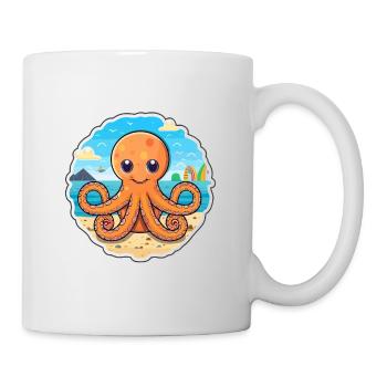 Poulpe aquarelle dessin animé kawaii Clipart Animal - Mug blanc - blanc - Droite