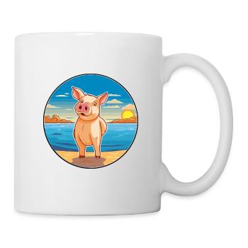 Pig Watercolor Cartoon Kawaii Clipart Animal - Mug - white - Right