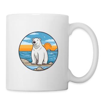 Ours polaire aquarelle dessin animé Kawaii Clipart animal de compagnie - Mug blanc - blanc - Droite