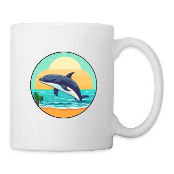 Baleine aquarelle dessin animé Kawaii Clipart Animal - Mug blanc - blanc - Droite
