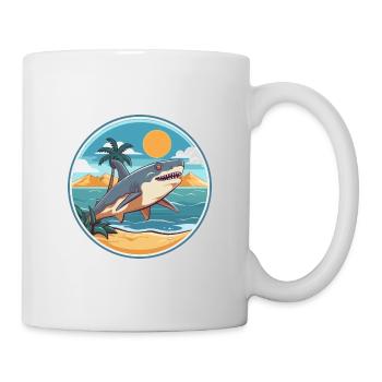 Requin aquarelle dessin animé kawaii Clipart Animal - Mug blanc - blanc - Droite