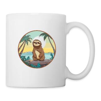 Paresseux aquarelle dessin animé Kawaii Clipart Animal - Mug blanc - blanc - Droite