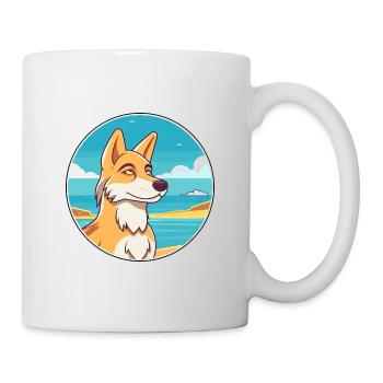Wolf Aquarell Cartoon Kawaii Clipart Tier - Tasse - Weiß - Rechts