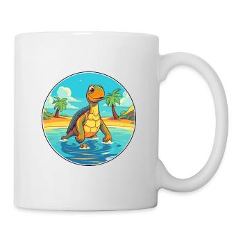 Turtle Watercolor Cartoon Kawaii Clipart Animal - Mug - white - Right