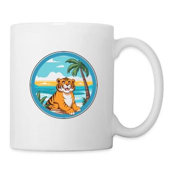 Tiger Watercolor Cartoon Kawaii Clipart Animal - Mug - white - Right