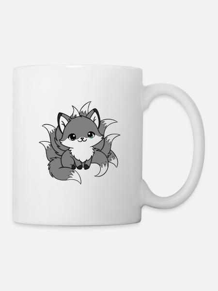 renard à neuf queues Gris et Blanc - Mug blanc - blanc