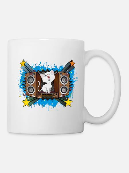 Chat qui chante - Mug blanc - blanc