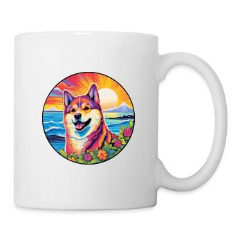Akita Dog Breed Colorful Cartoon Watercolor - Mug - white - Right