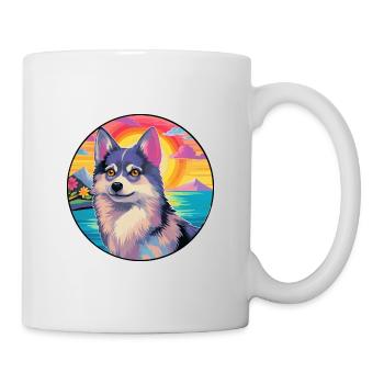 Alaskan Klee Kai Chien Race Coloré Dessin Animé Waterc - Mug blanc - blanc - Droite