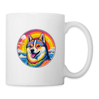 American Akita Dog Breed Colorful Cartoon Watercol - Mug - white - Right