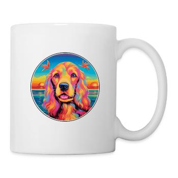 American Cocker Spaniel Chien Race Coloré Dessin Animé - Mug blanc - blanc - Droite