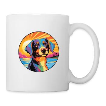 Ariegeois Race De Chien Coloré Dessin Animé Aquarelle - Mug blanc - blanc - Droite