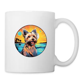 Australian Silky Terrier Dog Breed Colorful Cartoo - Mug - white - Right