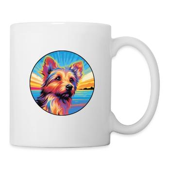 Australian Terrier Hunderasse Bunte Karikatur Wate - Tasse - Weiß - Rechts