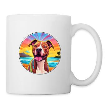 American Pitbull Terrier Dog Breed Colorful Cartoo - Mug - white - Right