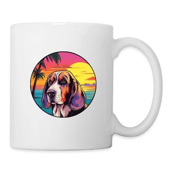 Basset Hund Hund Rasse Bunte Karikatur Aquarell - Tasse - Weiß - Rechts