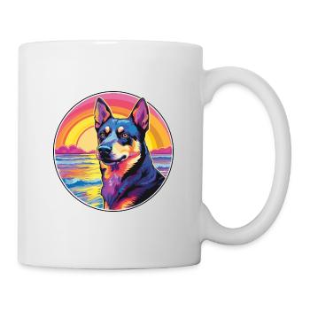 Australian Kelpie Dog Breed Colorful Cartoon Water - Mug - white - Right