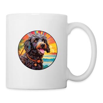 Barbet Dog Breed Colorful Cartoon Watercolor - Mug - white - Right