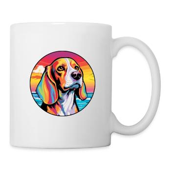 Beagle Harrier Hunderasse Bunte Karikatur Watercol - Tasse - Weiß - Rechts