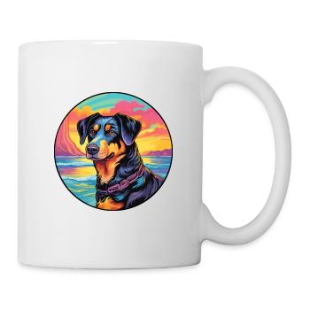 Beauceron Dog Breed Colorful Cartoon Watercolor - Mug - white - Right