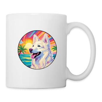 Berger Blanc Suisse Dog Breed Colorful Cartoon Wat - Mug - white - Right