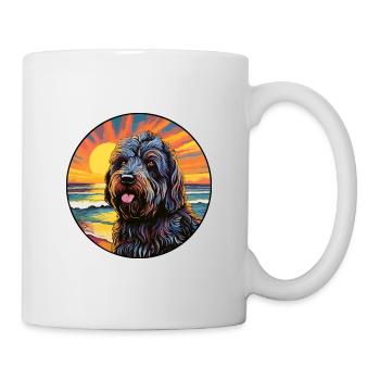 Race de chien Terrier russe noir Dessin animé coloré W - Mug blanc - blanc - Droite