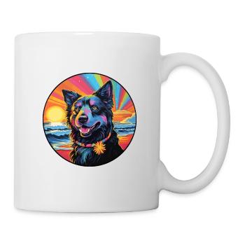 Belgische Groenendael Hunderasse Bunte Karikatur Wat - Tasse - Weiß - Rechts