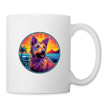 Berger Picard Hunderasse Bunte Karikatur Watercolo - Tasse - Weiß - Rechts