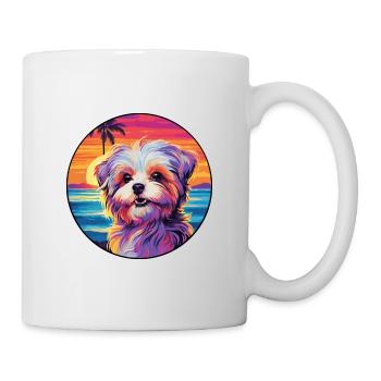 Bichon Yorkie Dog Breed Colorful Cartoon Watercolo - Mug - white - Right
